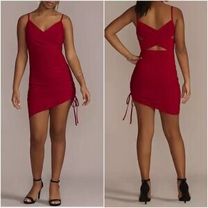 David's Bridal Morgan & Co Red Spaghetti Strap Mini Dress Bodycon Size 1